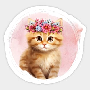 Baby Animal with Floral Crown Sticker